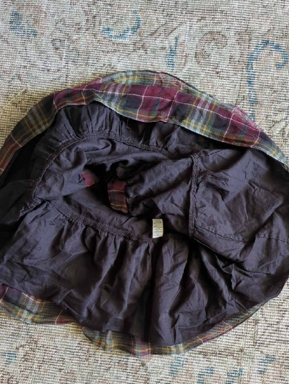 Abercrombie & Fitch Vintage Silk Burgundy Plaid Tiered Mini Skirt - Picture 3 of 4